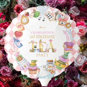 Pink Alice in Wonderland 3rd Birthday Tea Party Balloon