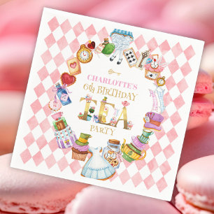 Pink Alice in Wonderland 6th Birthday   Napkins