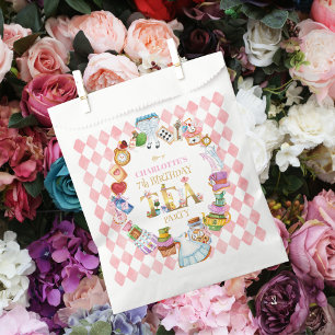 Pink Alice in Wonderland 7th Birthday   Favor Bag
