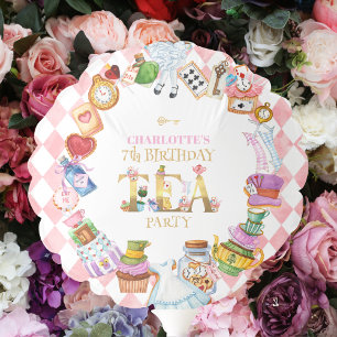 Pink Alice in Wonderland 7th Birthday Tea Party Balloon