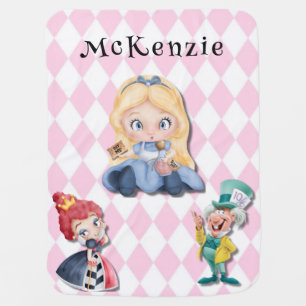 Pink Alice in Wonderland and Friends Baby Shower Blanket