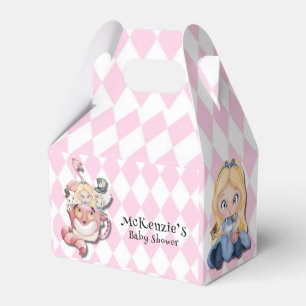 Pink Alice in Wonderland and Friends Baby Shower Favor Boxes