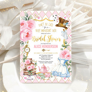 Alice in Wonderland Mad Tea Party Bridal Shower Invitation-awl1