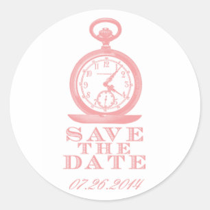 Pink Alice in Wonderland Save the Date Stickers
