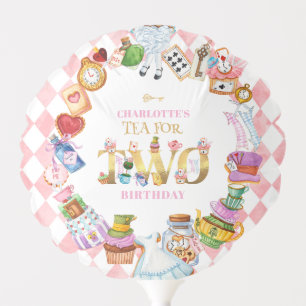 Pink Alice in Wonderland Tea for Two Birthday   Balloon