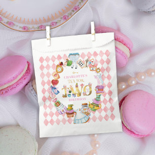 Pink Alice in Wonderland Tea for Two Birthday   Favor Bag