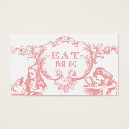 Pink Alice in Wonderland Wedding Food Cards Business Card