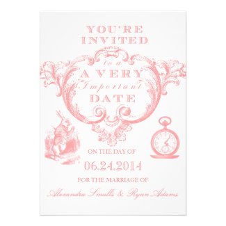 Pink Alice in Wonderland Wedding Invitations