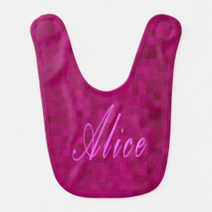 Pink Alice Name Logo, Baby Pink Bib. Bib