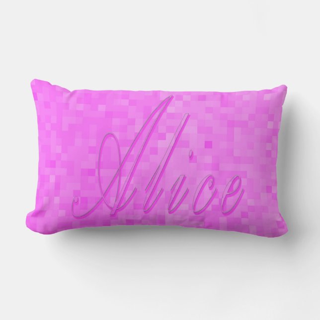 Pink Alice Name On Pastel Pink Mosaic, Lumbar Pillow (Front)