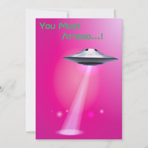 Pink Alien Abduction Womens 50th Birthday Party Invitation