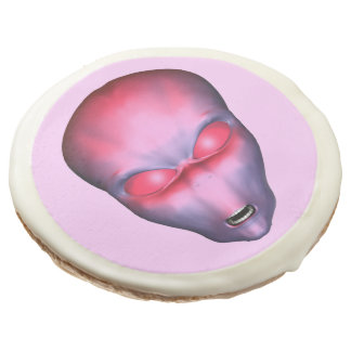 Pink Alien Head Sugar Cookie
