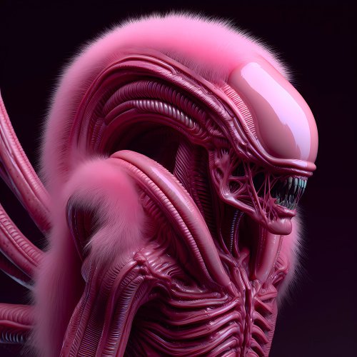 Pink Alien Xenomorph Portrait 2 Poster