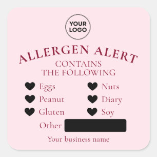Pink Allergy Alert Bakery Cake Food Sticker