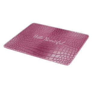 Pink Alligator Animal Print Cutting Board