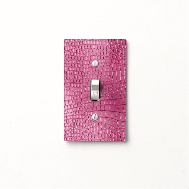 Pink Alligator Animal Print Light Switch Cover (In Situ)