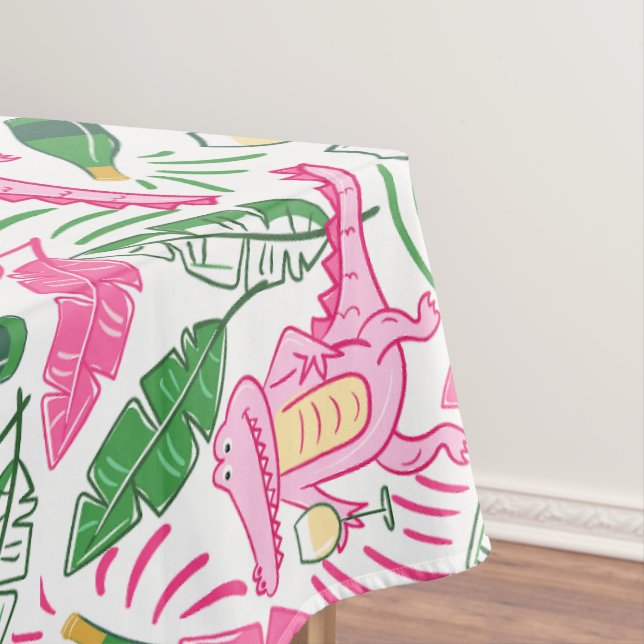 Pink Alligator Chardonnay | Preppy Wine Party Tablecloth (In Situ)