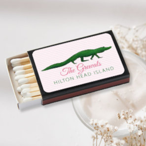 Pink Alligator Drawing Wedding  Matchboxes