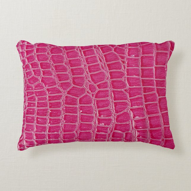 Pink Alligator Patterned Texture Accent Pillow (Front)