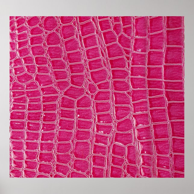 Pink Alligator Patterned Texture Poster (Front)