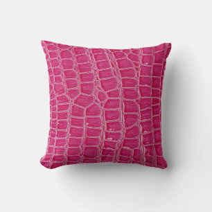 Pink Alligator Patterned Texture Throw Pillow