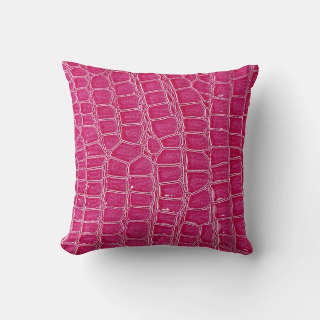 Pink Alligator Patterned Texture Throw Pillow (Front)