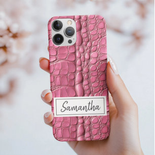 Pink Alligator Skin Personalized  iPhone 16 Case