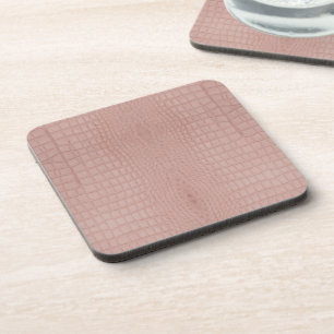 Pink Alligator Texture Print Beverage Coaster