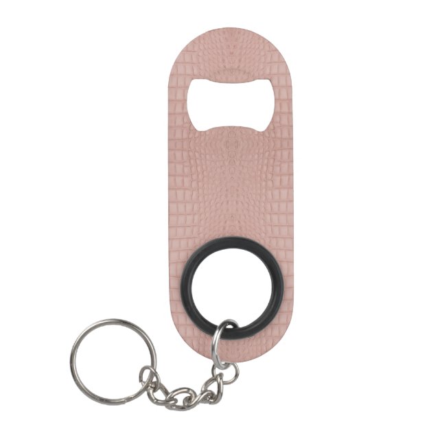 Pink Alligator Texture Print Keychain Bottle Opener (Front)