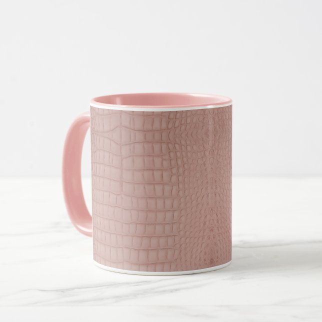 Pink Alligator Texture Print Mug (Front Left)