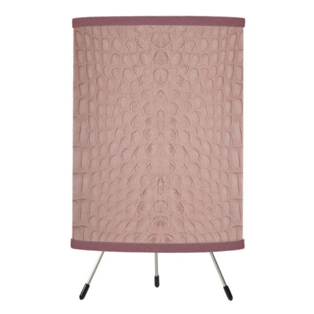 Pink Alligator Texture Print Tripod Lamp (Front)