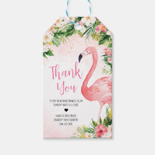 Pink Aloha Flamingo Baby Shower Favor Tags