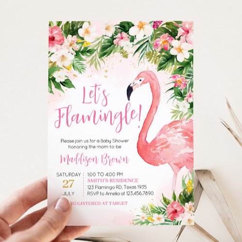 Pink Aloha Flamingo Baby Shower  Invitation