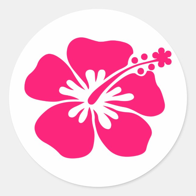 pink aloha flower classic round sticker (Front)