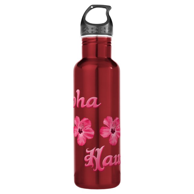 Pink Aloha Hawaii Water Bottle (Front)