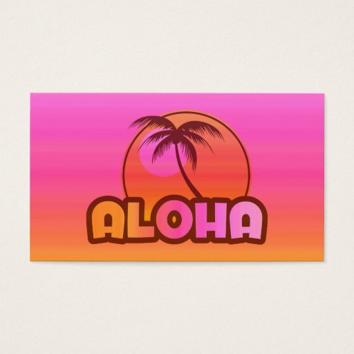 Customizable Pink Aloha Palm Business Card