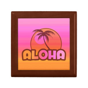 Pink Aloha Palm Jewelry Box