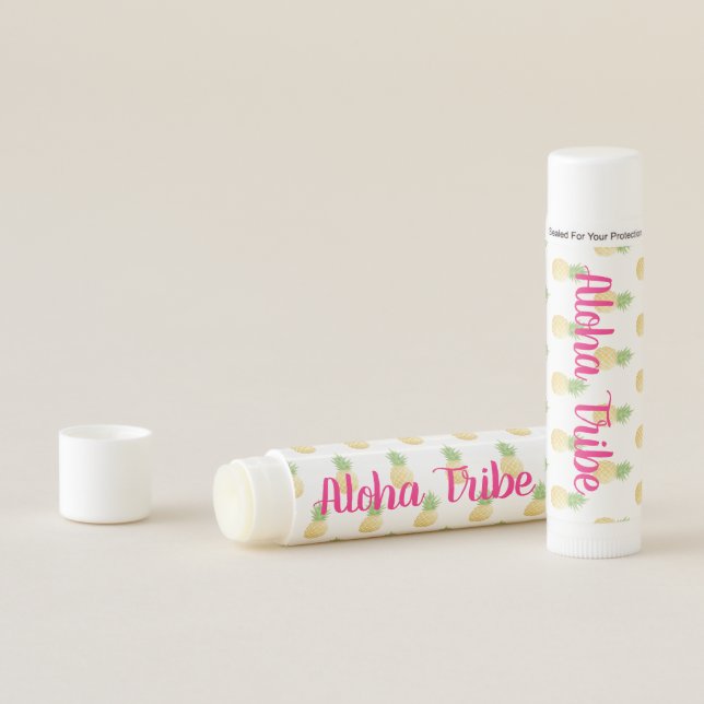 Pink Aloha Tribe Pineapple Pattern Bridesmaid Lip Balm (In Situ)