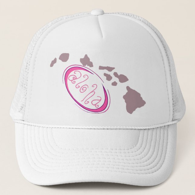 Pink Aloha Trucker Hat! Hat (Front)