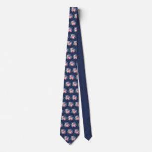 Pink alpaca, llama tropical leaves and flowers des neck tie