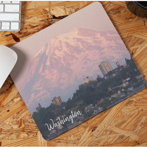 Pink Alpenglow on Mount Rainier Washington Mouse Pad