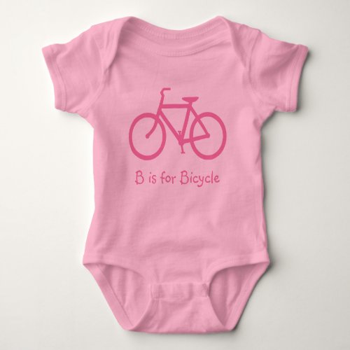 Pink Alphabet B is for Bicycle Baby Bodysuit