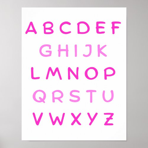 Pink Alphabet Capital Letters Teacher Kids Room Poster