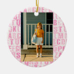Pink Alphabet First Day Of School Or All Occasion Ceramic Ornament at Zazzle
