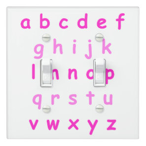 Pink Alphabet Lowercase Letters Teacher Kids Room Light Switch Cover