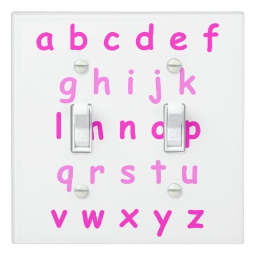 Pink Alphabet Lowercase Letters Teacher Kids Room Light Switch Cover