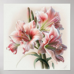 Pink Amaryllis Flower Art Print Poster