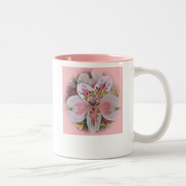 Pink Amaryllis Flower  Two-Tone Coffee Mug (Right)