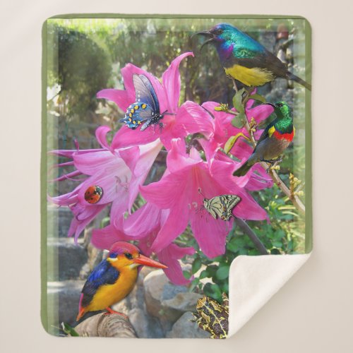 Pink_ Amaryllis  Kingfisher Poster Sherpa Blanket