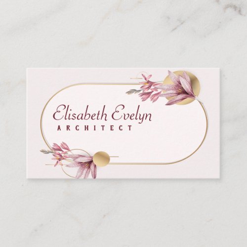 Pink amaryllis pattern with gold gy53763 business card